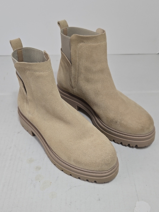 Steve Madden Moira Boutie Sand Suede Women's Sz 8 Combat Moto Chunky Casual - Picture 4 of 8